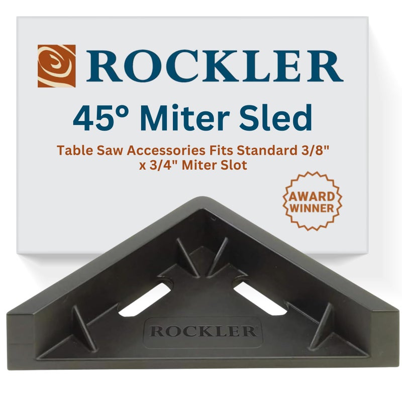 Rockler 45 Degree Miter Sled for Table Saw - Miter Saw Sled Ensures Durability & Low-Friction Sliding - Table Saw Accessories Fits Standard 3/8" x 3/4" Miter Slot â€“ Fence Accessories - Image 1